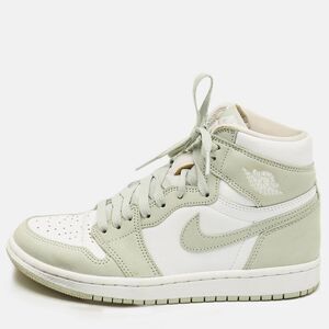 Air Jordans Green/white Leather Jordan 1 Retro High Og Seafoam Sneakers Size